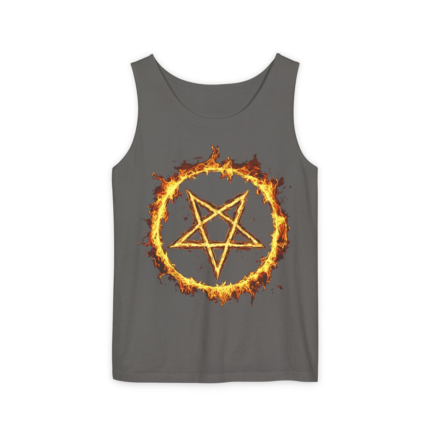 Unisex Garment-Dyed Pentagram Tank Top - Edgy Summer Style