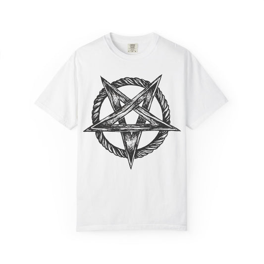 Unisex Garment-Dyed T-Shirt with Intricate Pentagram Design – Perfect for Halloween and Alternative Fashion Lovers