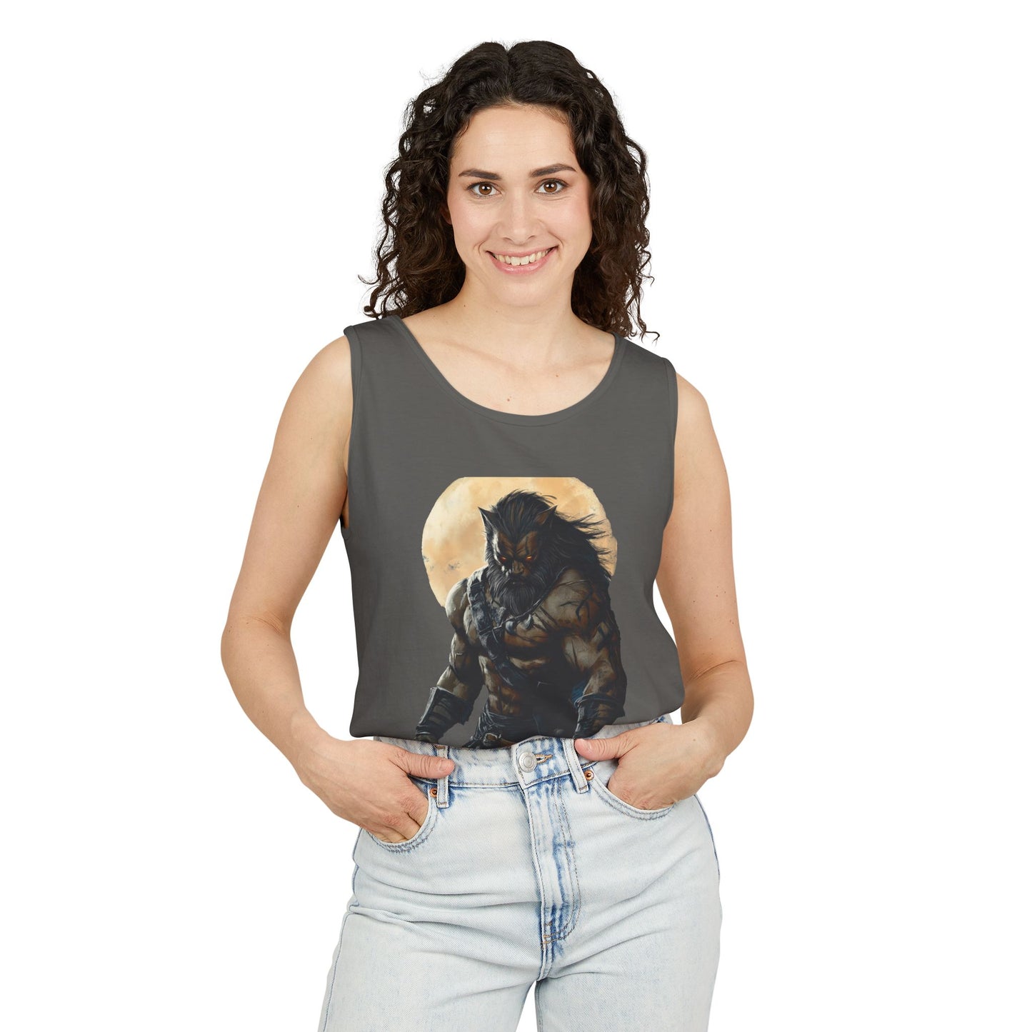 Unisex Garment-Dyed Tank Top - Fierce Warrior Design for Summer Adventures