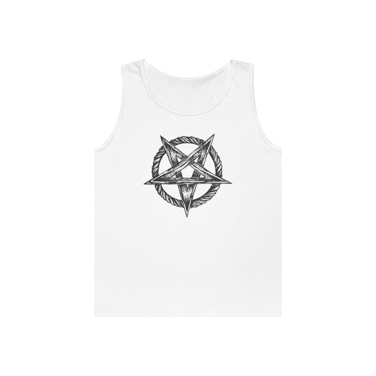 Unisex Heavy Cotton Tank Top with Bold Pentagram Design