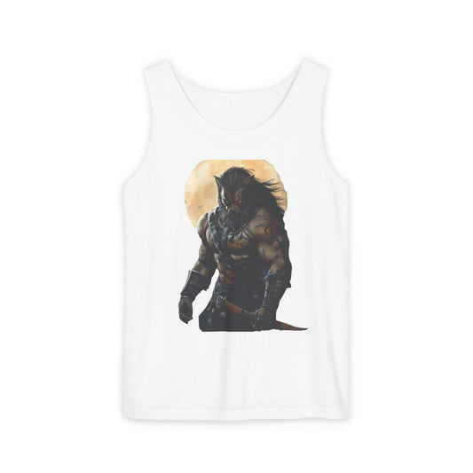 Unisex Garment-Dyed Tank Top - Fierce Warrior Design for Summer Adventures