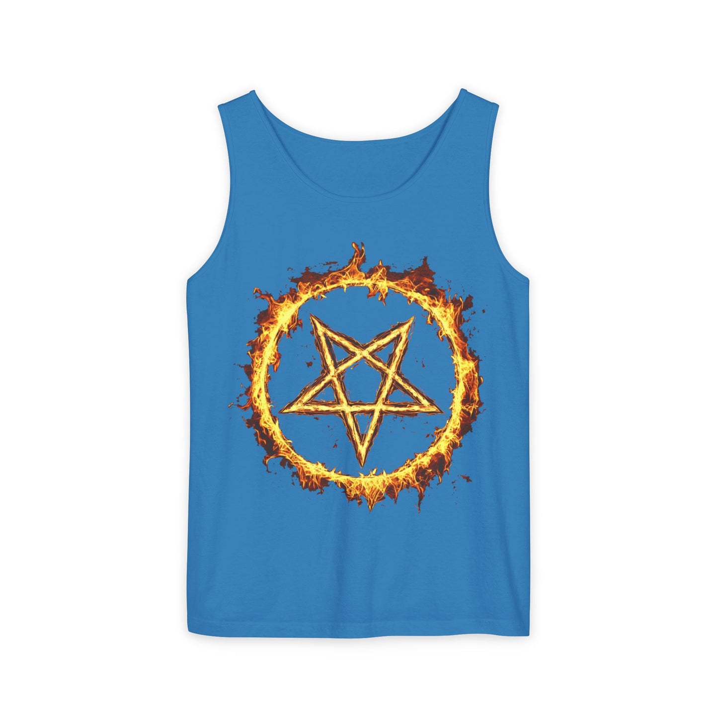 Unisex Garment-Dyed Pentagram Tank Top - Edgy Summer Style