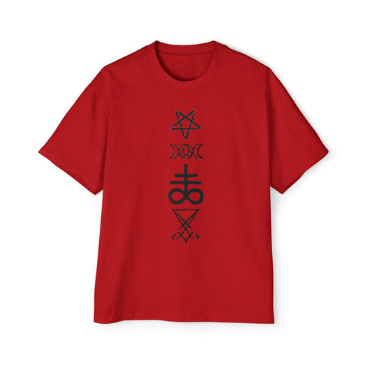 Mystical Symbols Men's Heavy Oversized Tee | Casual Gothic Style Shirt
