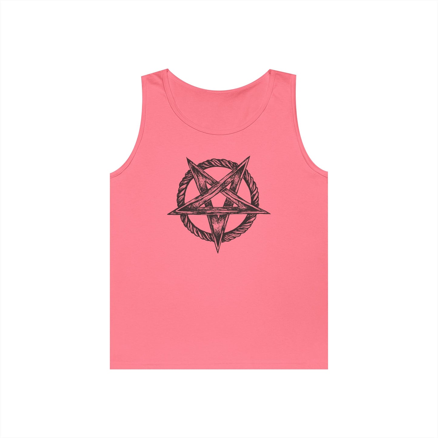 Unisex Heavy Cotton Tank Top with Bold Pentagram Design