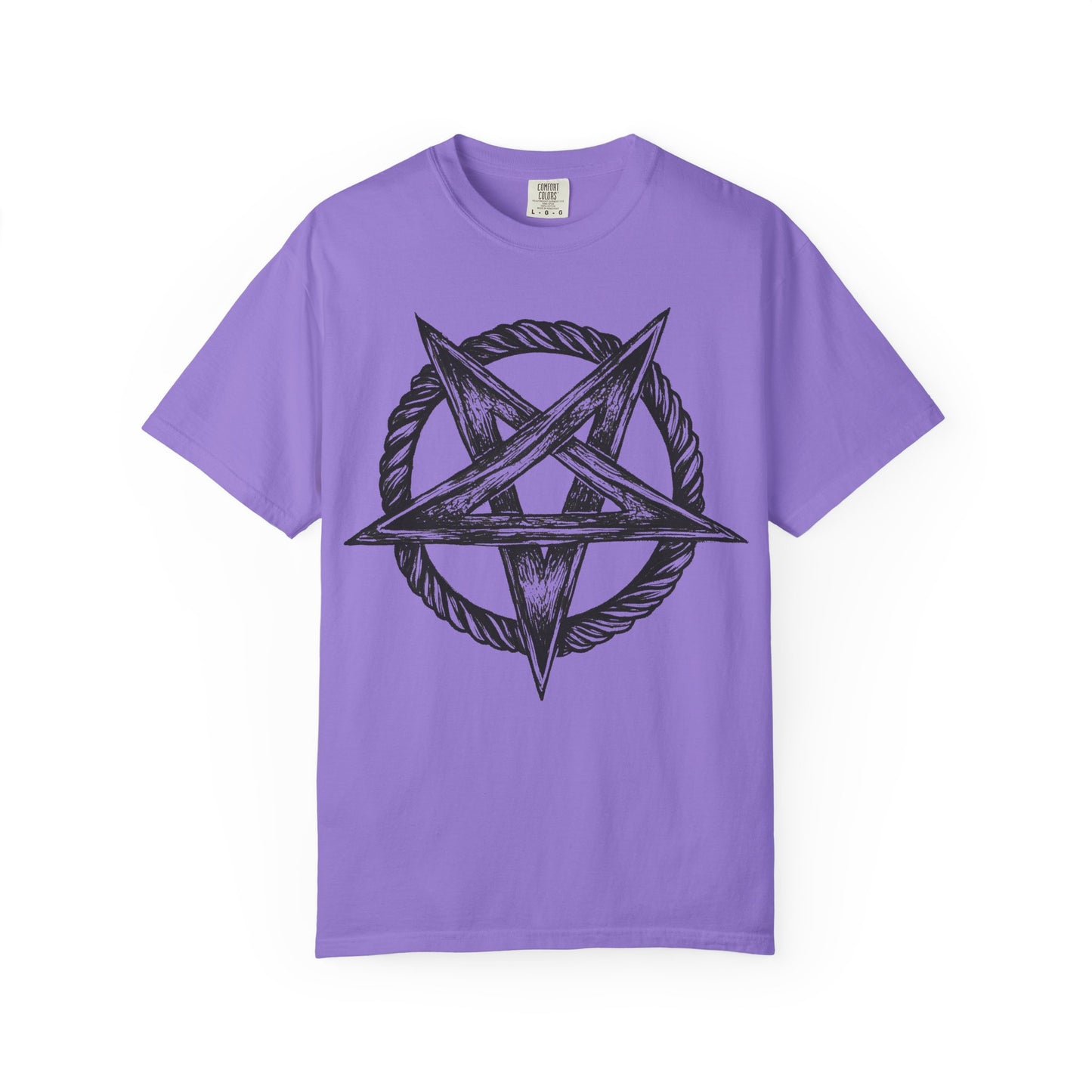 Unisex Garment-Dyed T-Shirt with Intricate Pentagram Design – Perfect for Halloween and Alternative Fashion Lovers