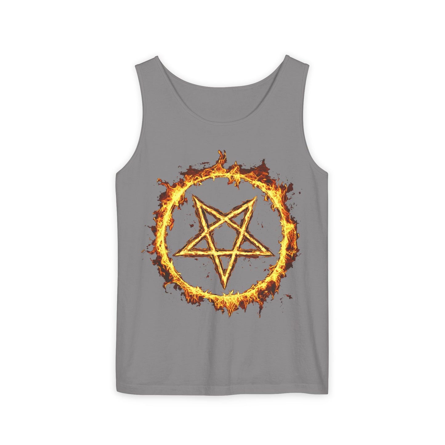 Unisex Garment-Dyed Pentagram Tank Top - Edgy Summer Style