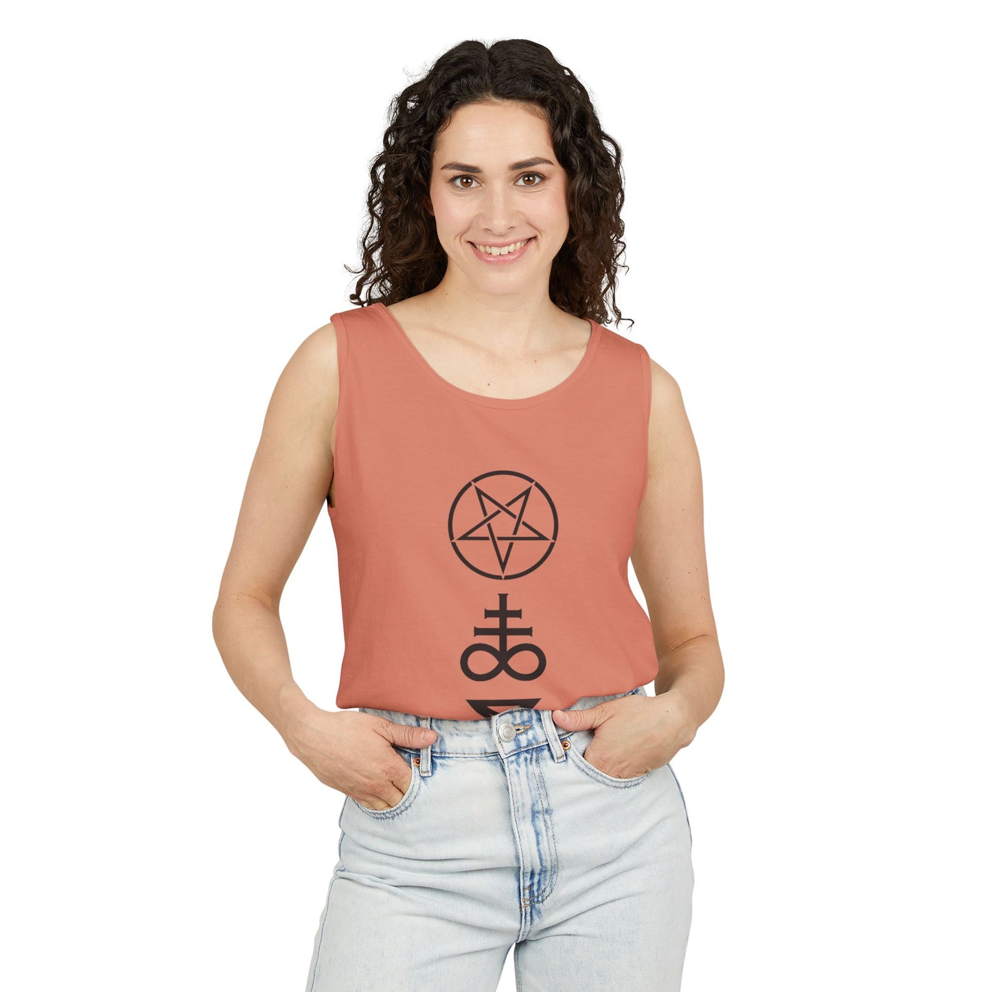 Mystical Symbols Unisex Tank Top, Boho Style Shirt, Casual Summer Wear, Festival Outfit, Gift for Occult Lovers