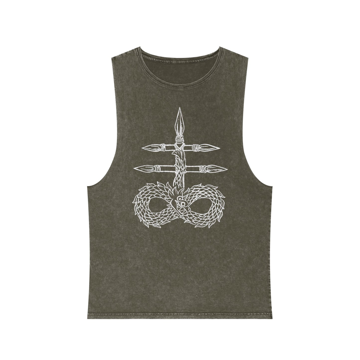 Unisex Stonewash Tank Top with Intricate Design, Casual Wear, Bohemian Style, Perfect for Summer Festivals, Unique Gift Idea