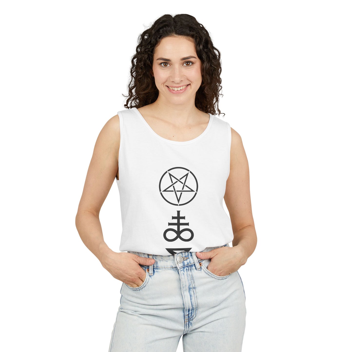 Mystical Symbols Unisex Tank Top, Boho Style Shirt, Casual Summer Wear, Festival Outfit, Gift for Occult Lovers