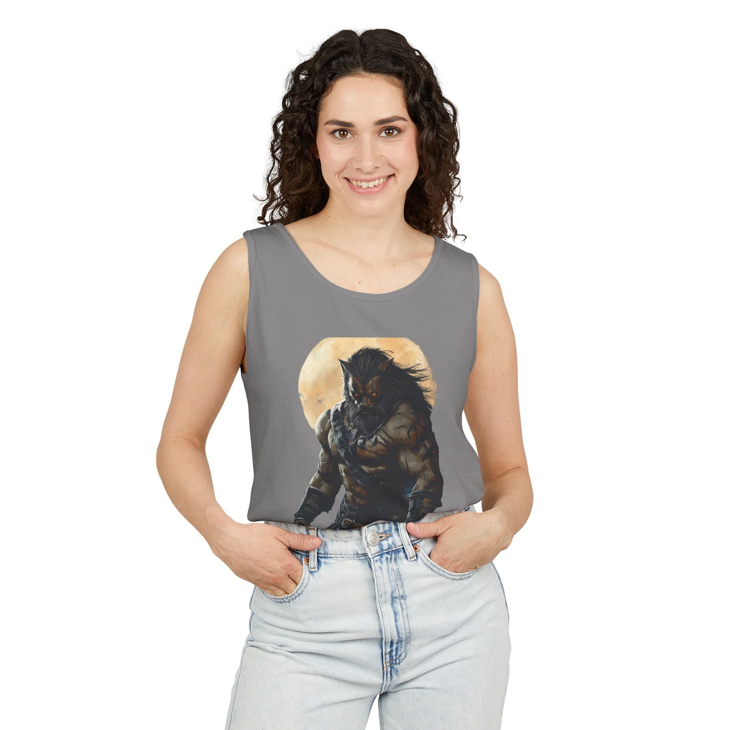 Unisex Garment-Dyed Tank Top - Fierce Warrior Design for Summer Adventures