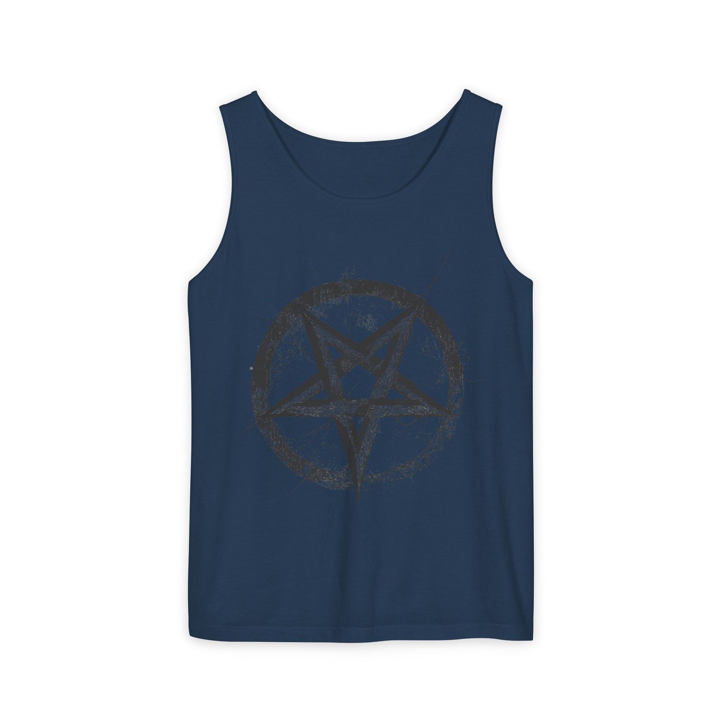 Unisex Graphic Tank Top with Distressed Pentagram Design