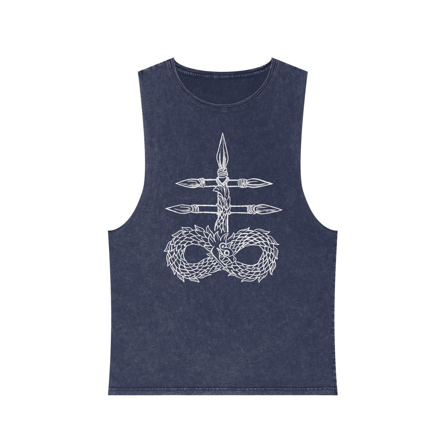 Unisex Stonewash Tank Top with Intricate Design, Casual Wear, Bohemian Style, Perfect for Summer Festivals, Unique Gift Idea