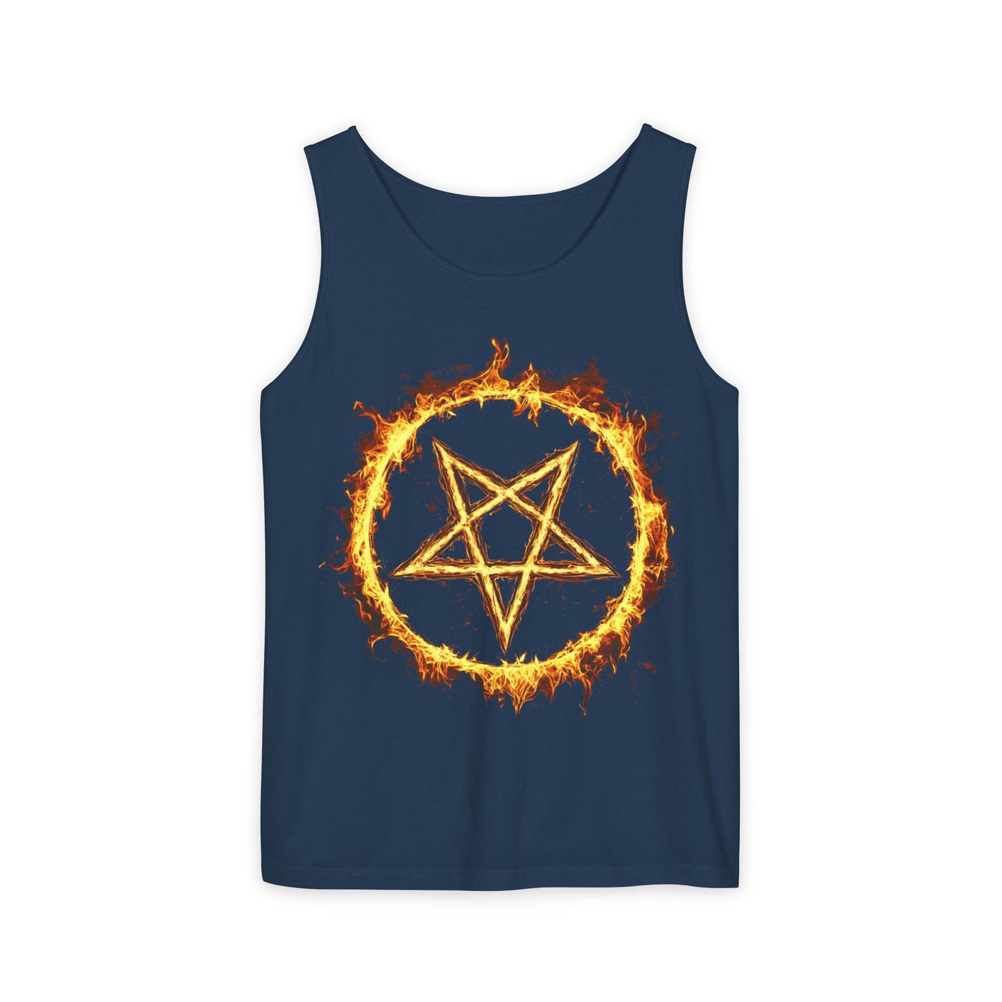 Unisex Garment-Dyed Pentagram Tank Top - Edgy Summer Style