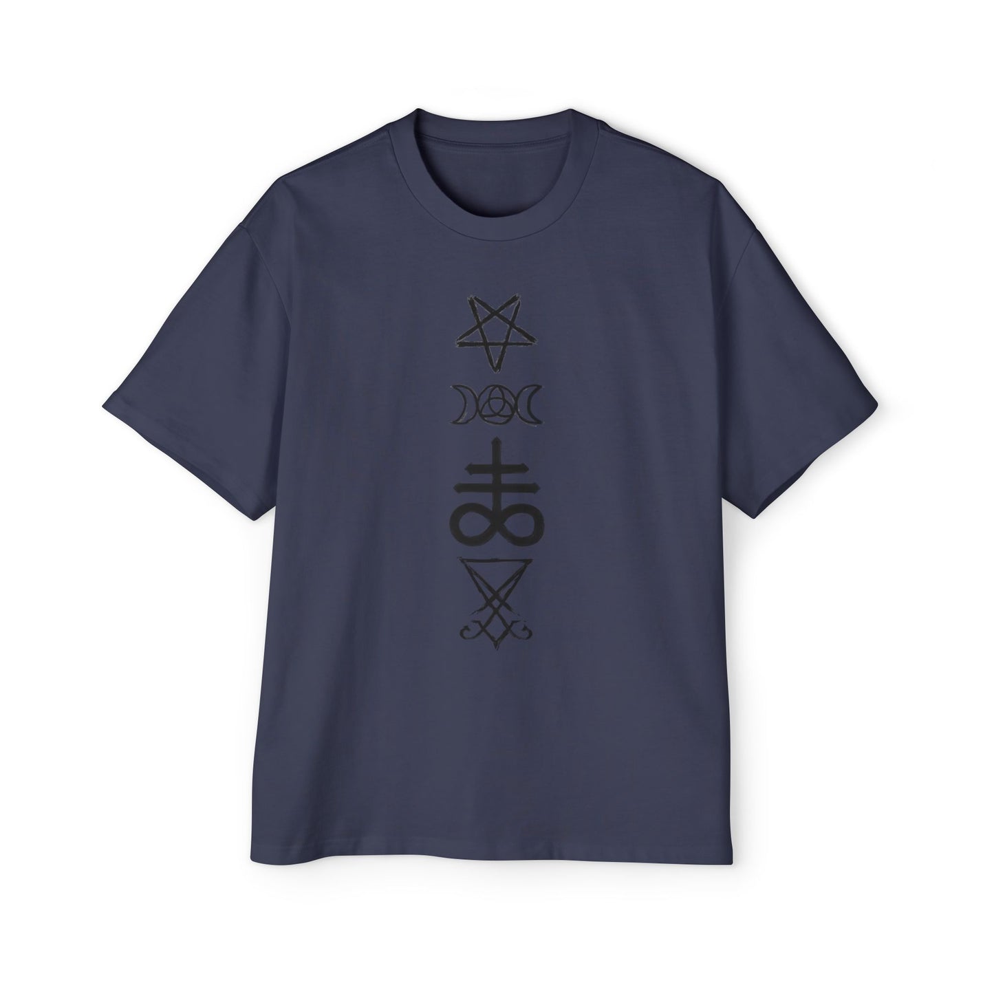 Mystical Symbols Men's Heavy Oversized Tee | Casual Gothic Style Shirt