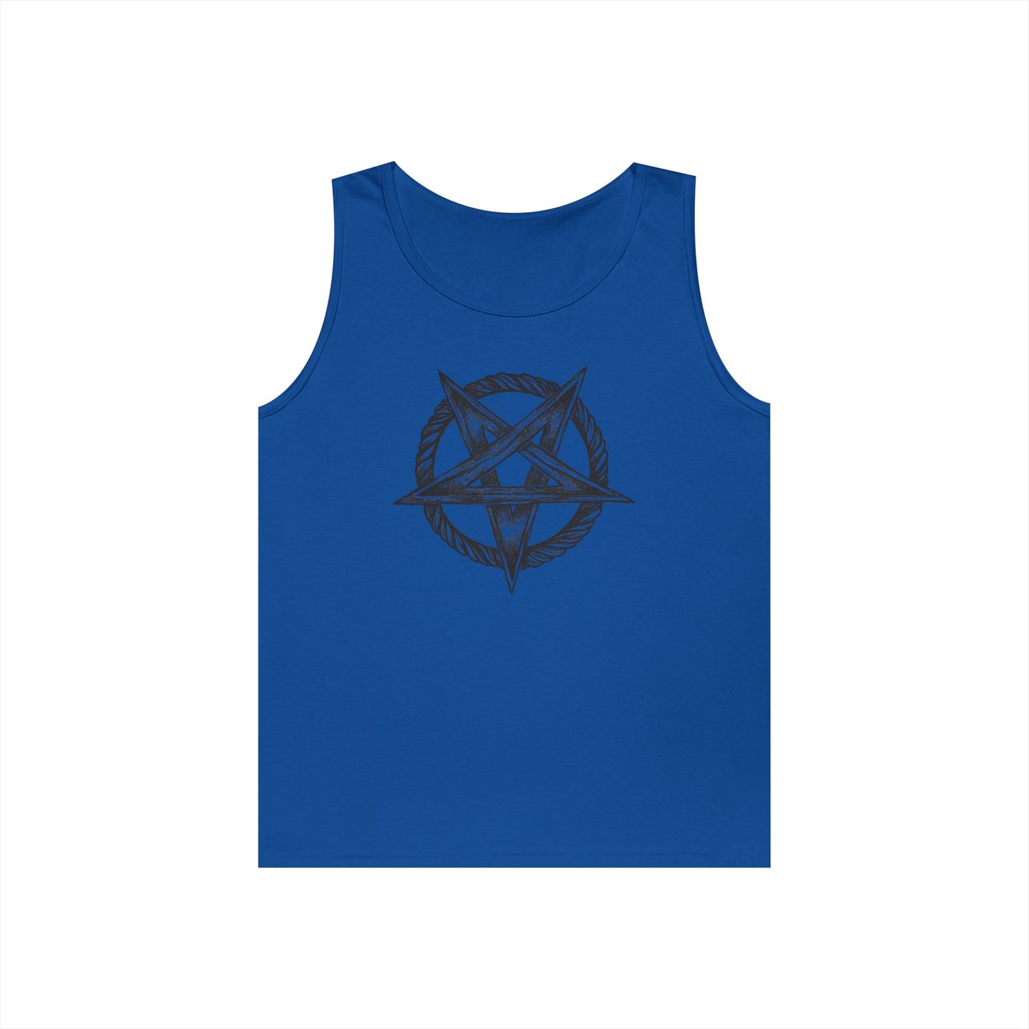 Unisex Heavy Cotton Tank Top with Bold Pentagram Design