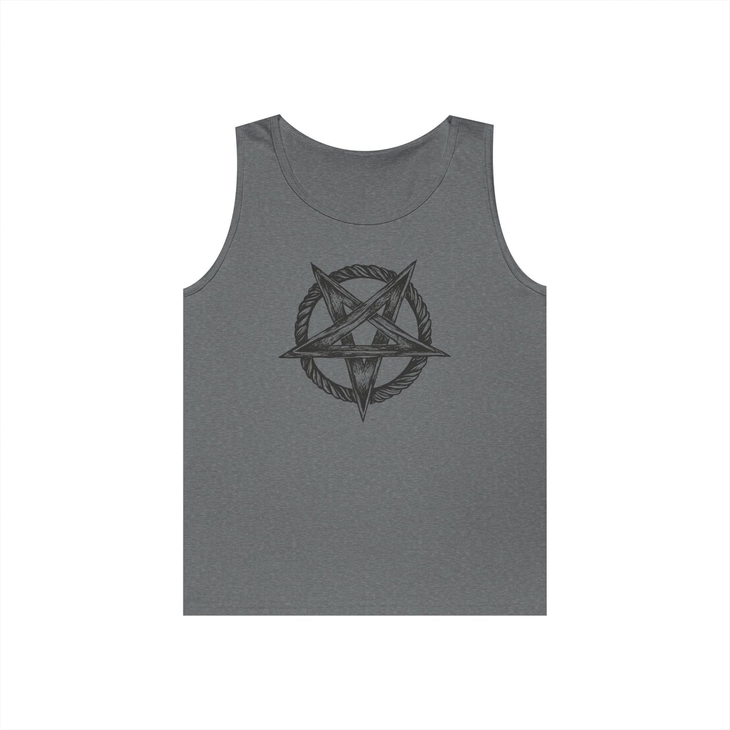 Unisex Heavy Cotton Tank Top with Bold Pentagram Design