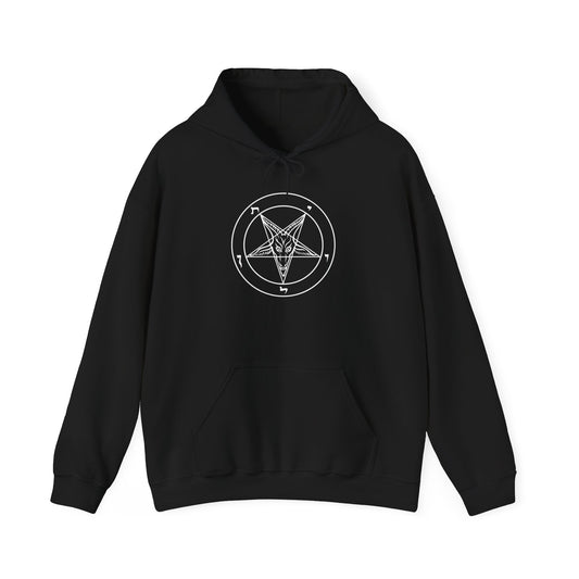 Sigil of Baphomet Pentagram Hooded Sweatshirt -  Pentagram Design for Cozy Witchy Vibes