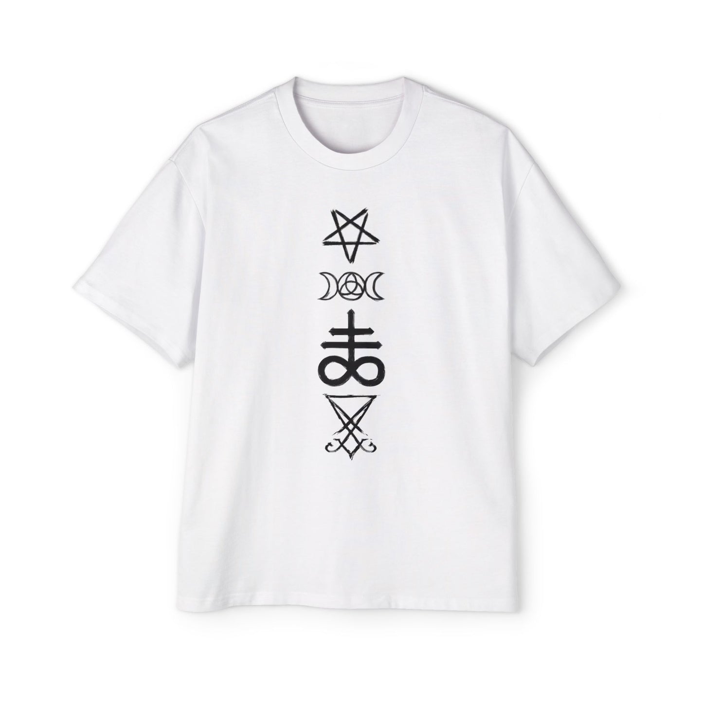 Mystical Symbols Men's Heavy Oversized Tee | Casual Gothic Style Shirt