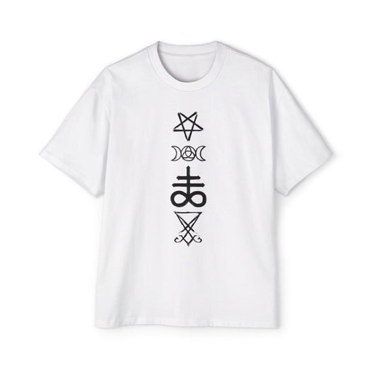 Mystical Symbols Men's Heavy Oversized Tee | Casual Gothic Style Shirt
