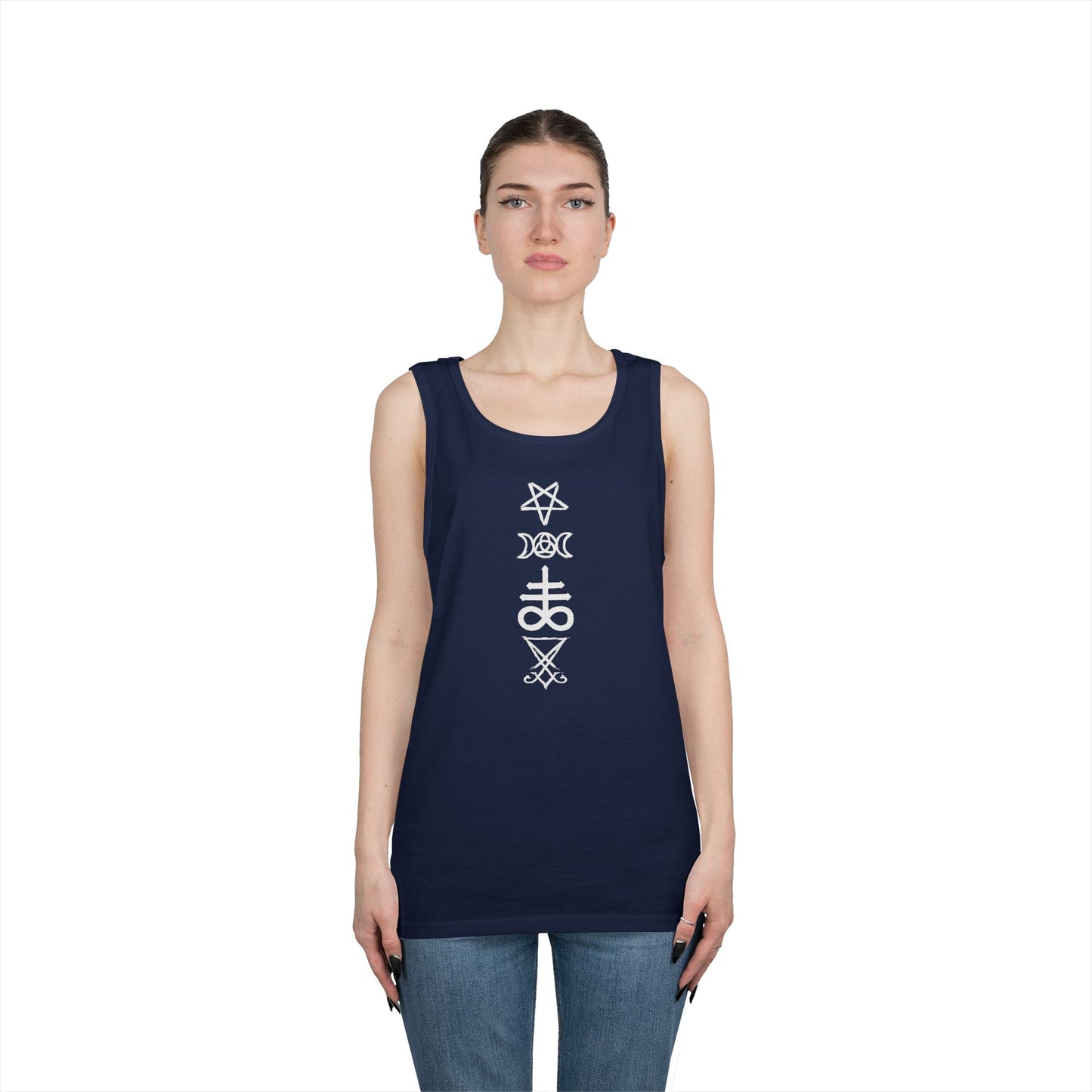 Witchy Sigils Vertical Tank Top — Occult Symbol Graphic Tank