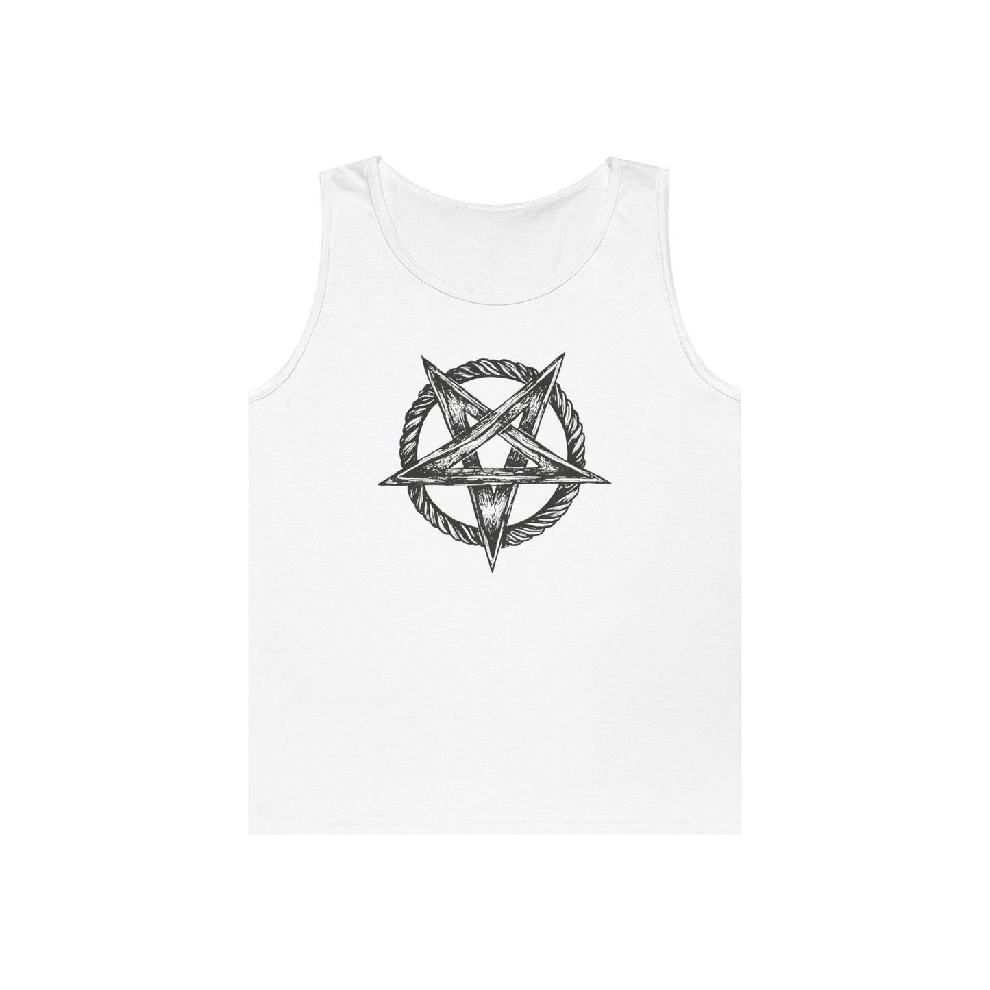 Unisex Heavy Cotton Tank Top with Bold Pentagram Design