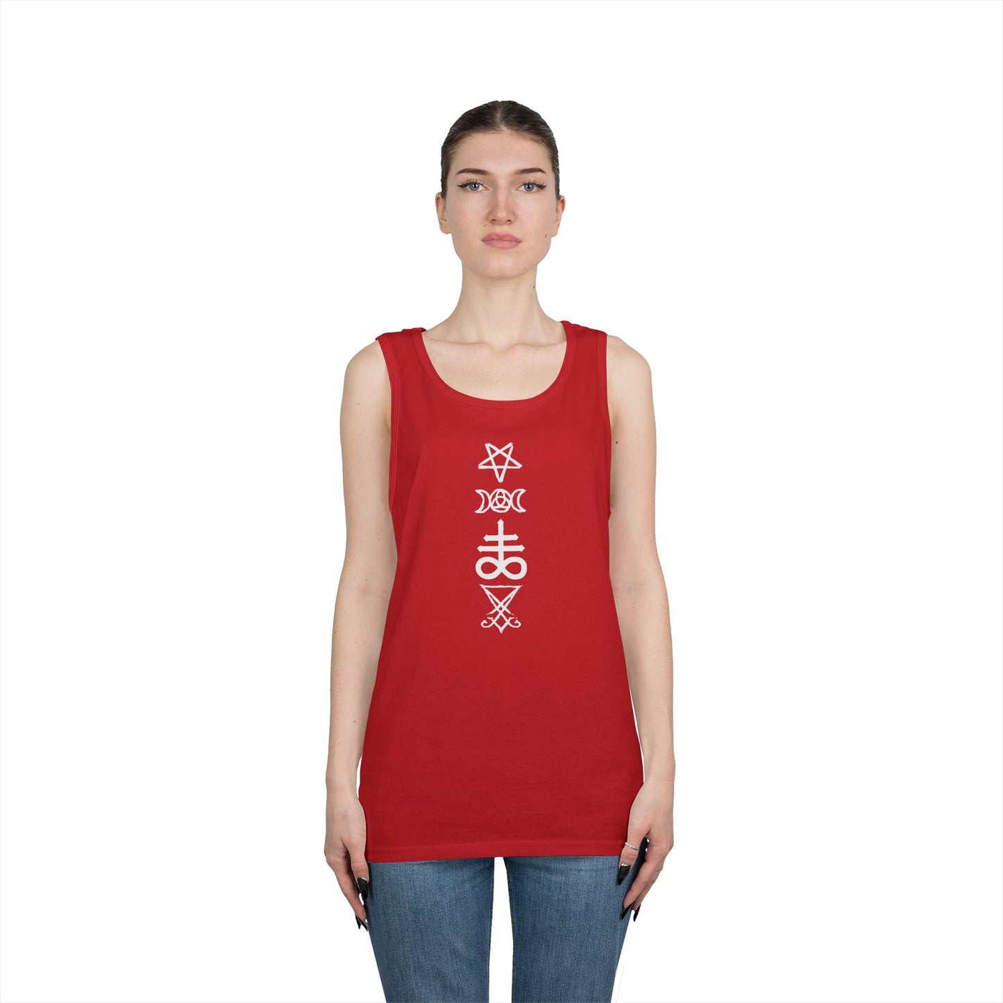 Witchy Sigils Vertical Tank Top — Occult Symbol Graphic Tank