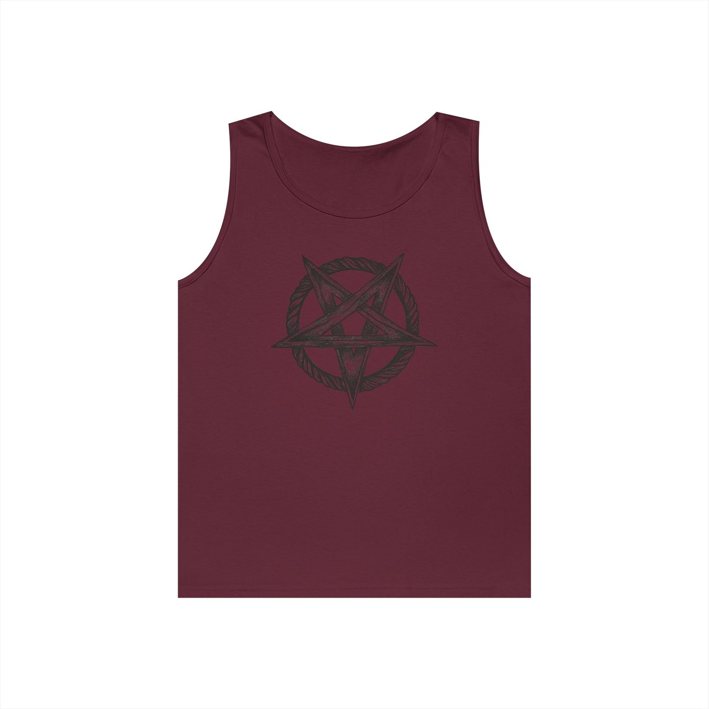 Unisex Heavy Cotton Tank Top with Bold Pentagram Design