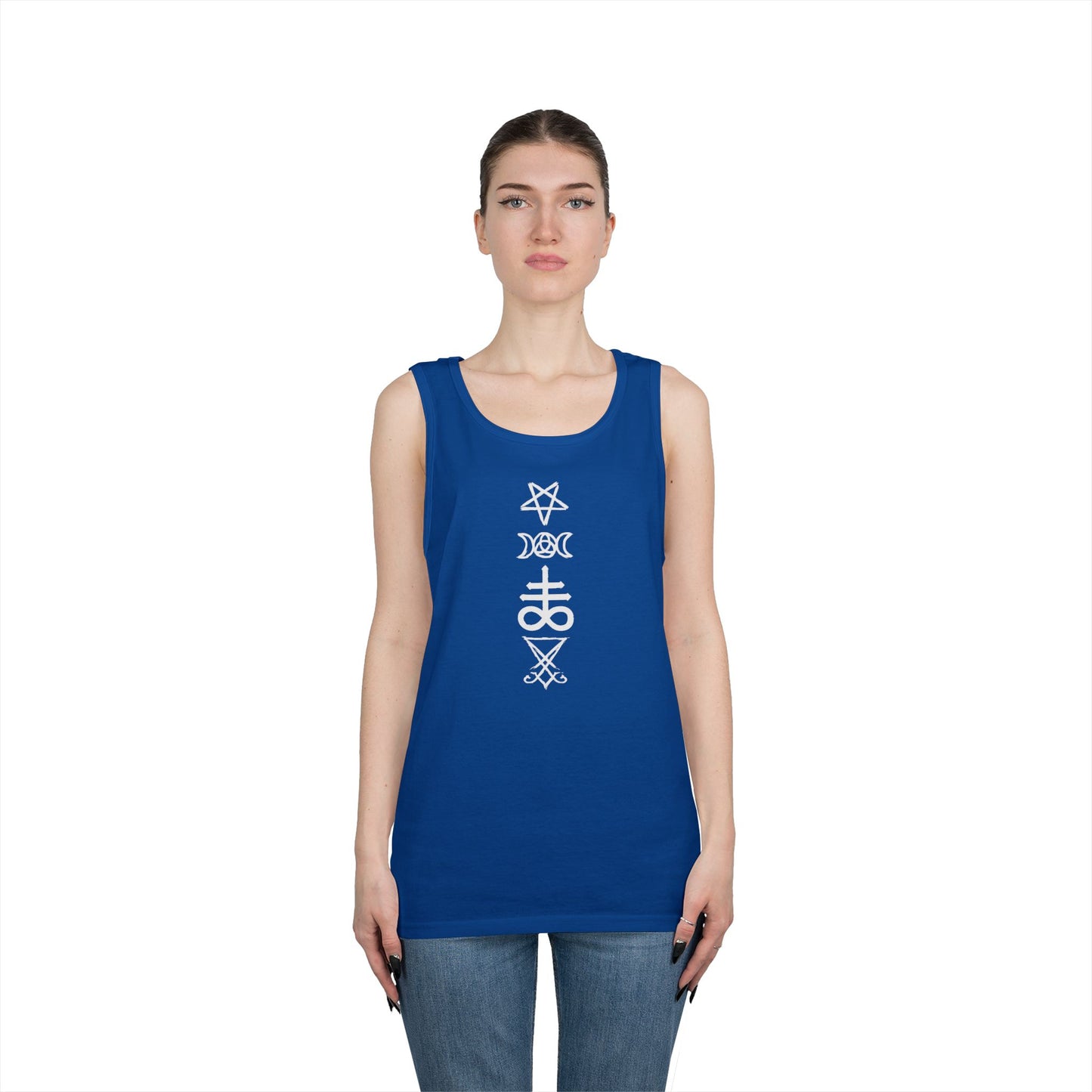 Witchy Sigils Vertical Tank Top — Occult Symbol Graphic Tank