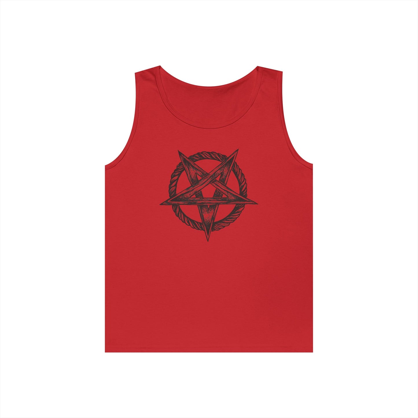 Unisex Heavy Cotton Tank Top with Bold Pentagram Design