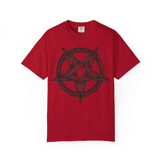 Unisex Garment-Dyed T-Shirt with Intricate Pentagram Design – Perfect for Halloween and Alternative Fashion Lovers