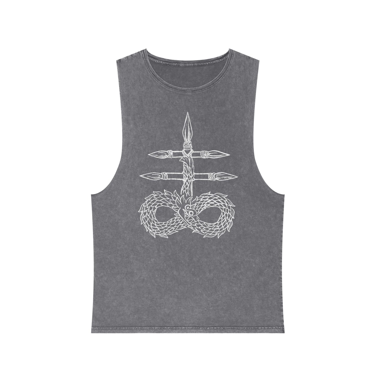 Unisex Stonewash Tank Top with Intricate Design, Casual Wear, Bohemian Style, Perfect for Summer Festivals, Unique Gift Idea