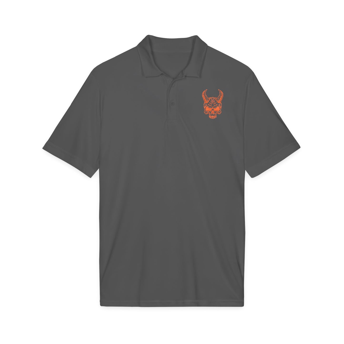 Men's White Polo Shirt with Horned Skull Embroidered Logo