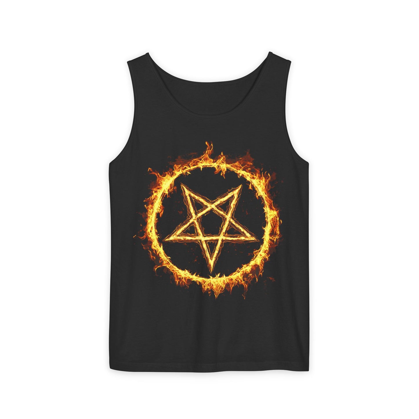 Unisex Garment-Dyed Pentagram Tank Top - Edgy Summer Style