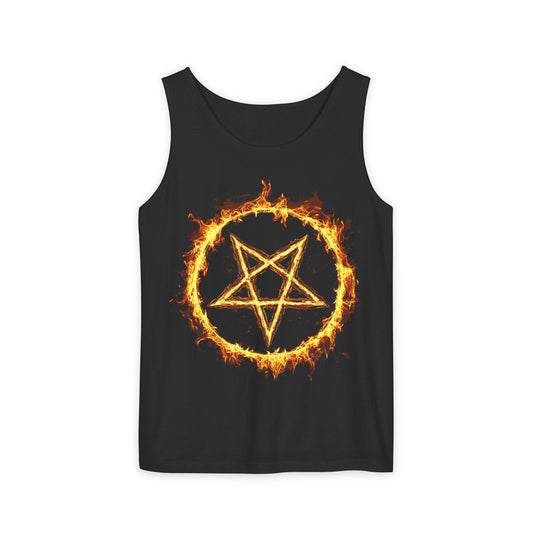 Unisex Garment-Dyed Pentagram Tank Top - Edgy Summer Style