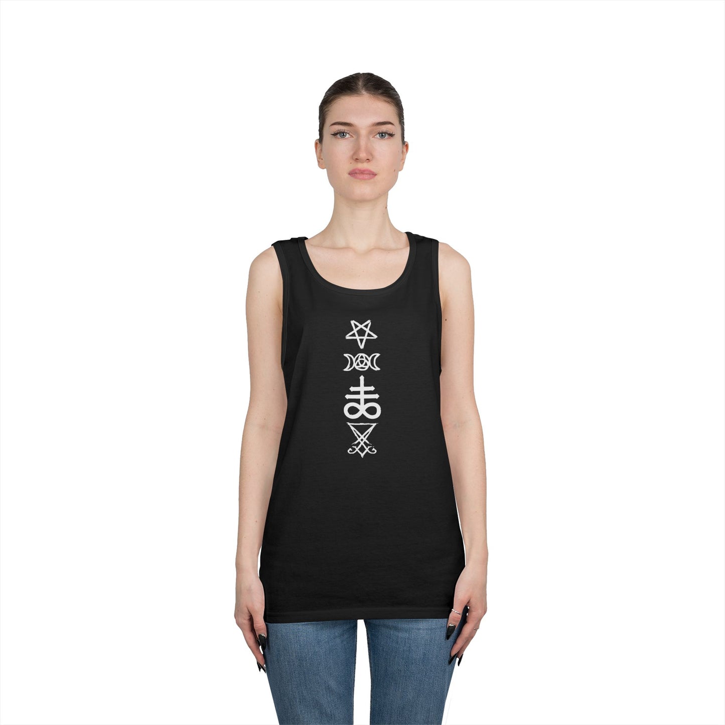 Witchy Sigils Vertical Tank Top — Occult Symbol Graphic Tank