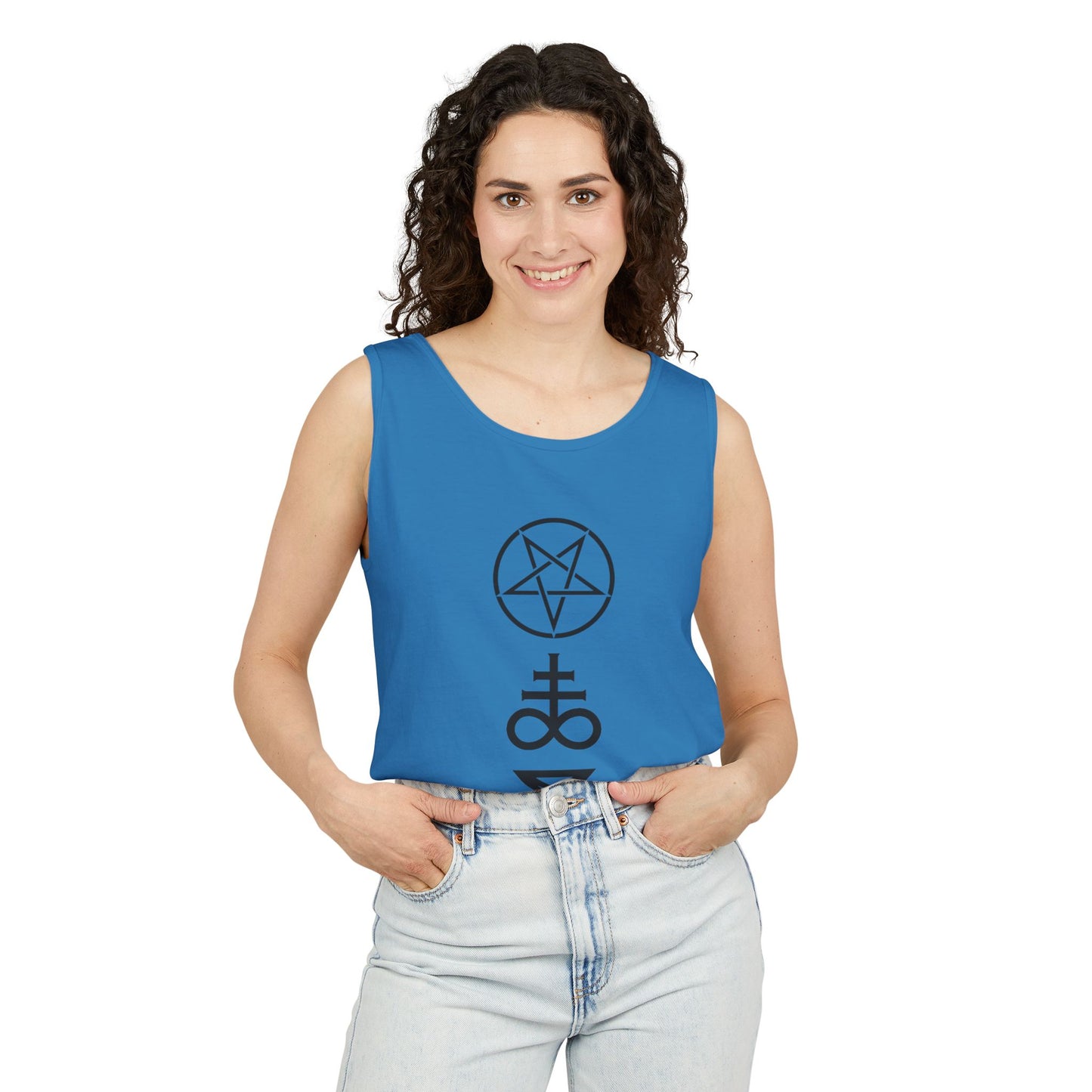 Mystical Symbols Unisex Tank Top, Boho Style Shirt, Casual Summer Wear, Festival Outfit, Gift for Occult Lovers