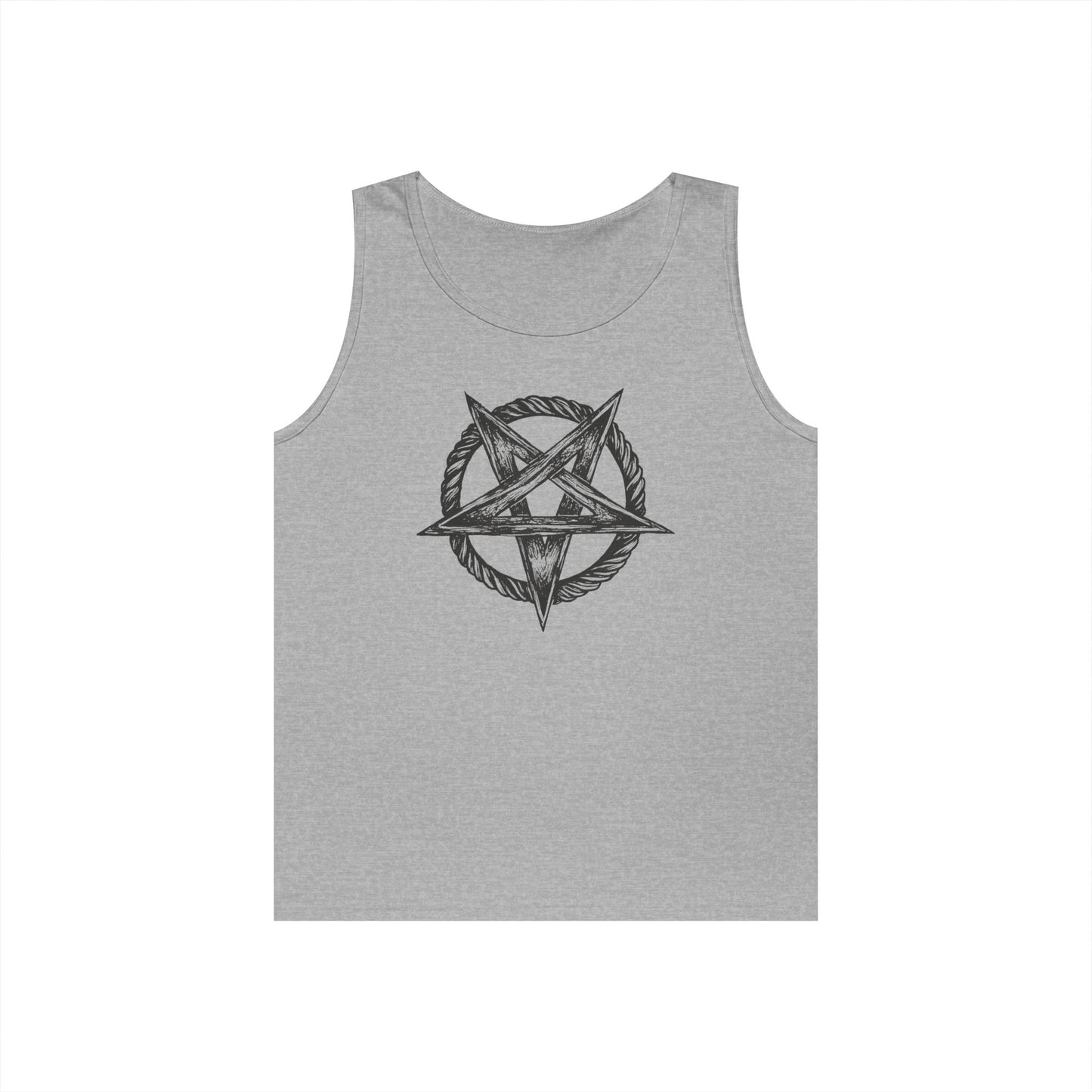 Unisex Heavy Cotton Tank Top with Bold Pentagram Design