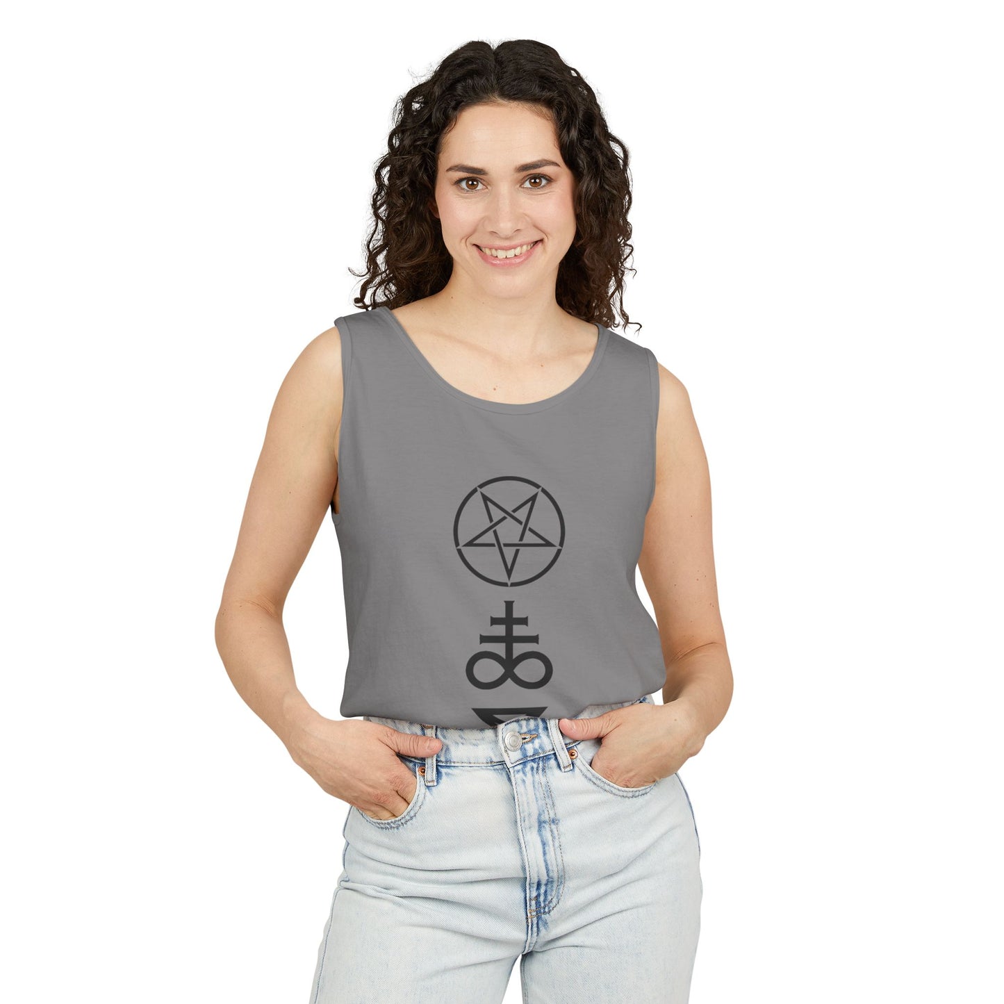 Mystical Symbols Unisex Tank Top, Boho Style Shirt, Casual Summer Wear, Festival Outfit, Gift for Occult Lovers