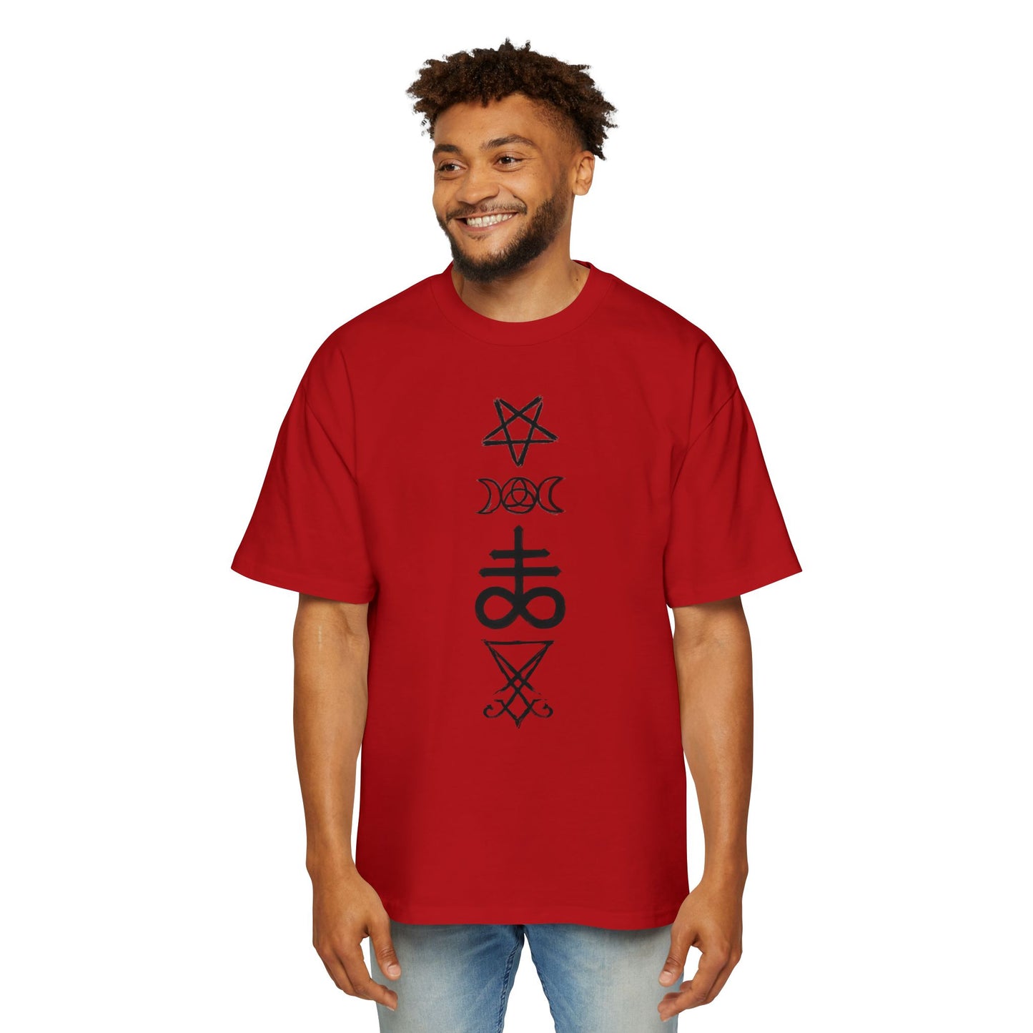 Mystical Symbols Men's Heavy Oversized Tee | Casual Gothic Style Shirt